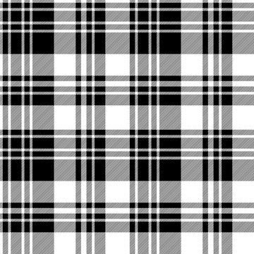 Black and white fabric texture check seamless pattern