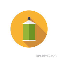 Spray paint can flat design long shadow color vector icon