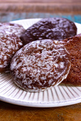 Traditional Christmas gingerbread lebkuchen with honey and spices from Nuremberg, Germany