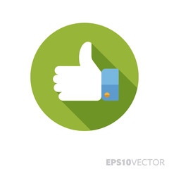 Thumbs up flat design long shadow color vector icon