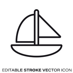 Toy sailboat vector line icon