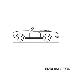 Vintage sports car vector line icon