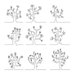 Abstract Tree continuous line vector set