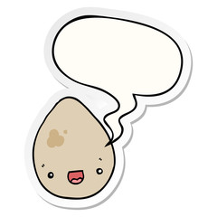 cartoon egg and speech bubble sticker