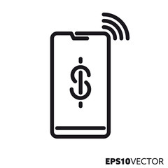 Mobile payment vector line icon