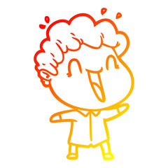 warm gradient line drawing cartoon happy man