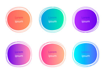 Set of hand drawn round colorful vector shapes. Abstract vector banners. Design elements