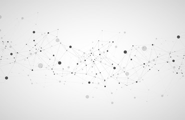 Template for science and technology presentation. Plexus style background.