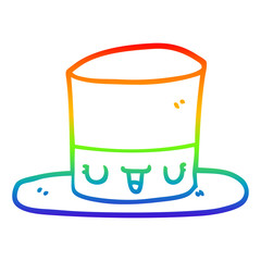 rainbow gradient line drawing cartoon top hat