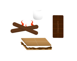 S'mores, Marshmallow, Chocolate Bar, Campfire