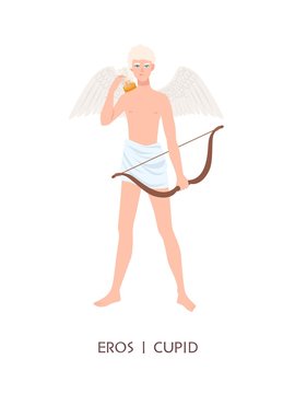 Eros or Cupid - god or deity of love and passion in ancient Greek and Roman religion or mythology