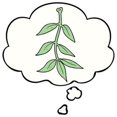 cartoon leaves and thought bubble