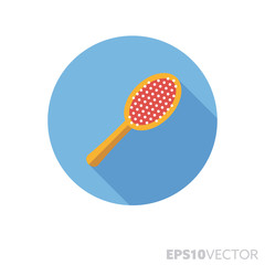 Hair brush flat design long shadow color vector icon