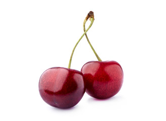 Sweet cherry berries  isolated on white background cutout