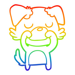 rainbow gradient line drawing cartoon dog