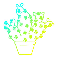 cold gradient line drawing cartoon potted cactus