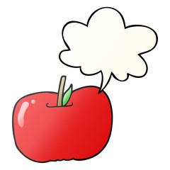 cartoon apple and speech bubble in smooth gradient style
