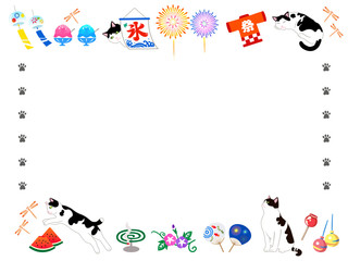 Japanese summer frame with cat's