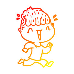 warm gradient line drawing cartoon happy boy surprised