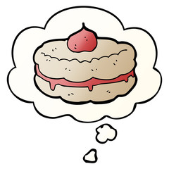 cartoon biscuit and thought bubble in smooth gradient style