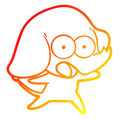 warm gradient line drawing cute cartoon elephant