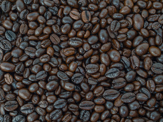 coffee beans on burlap background