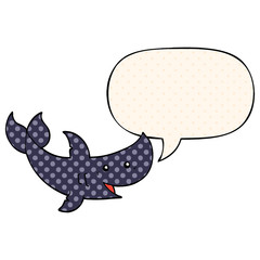 cartoon shark and speech bubble in comic book style