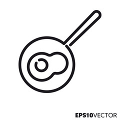 Fried egg in frying pan vector line icon