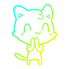 cold gradient line drawing cartoon happy cat