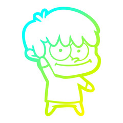 cold gradient line drawing happy cartoon man
