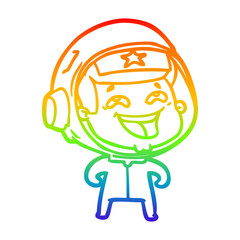 rainbow gradient line drawing cartoon laughing astronaut