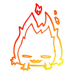 warm gradient line drawing cartoon fire demon