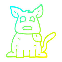 cold gradient line drawing cartoon happy dog