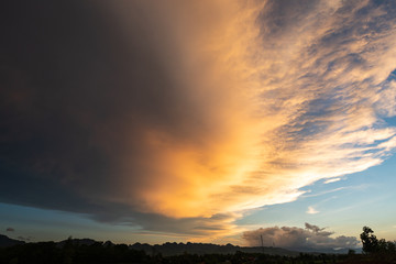 cloud scape over the mountain range in the evening