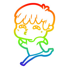 rainbow gradient line drawing cartoon curious man