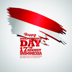 Illustration of Indonesia Icons, flag, and landmarks. 17th August Indonesia Independence Day concept