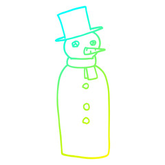 cold gradient line drawing cartoon traditional snowman