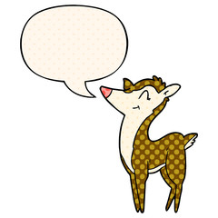 cartoon deer and speech bubble in comic book style