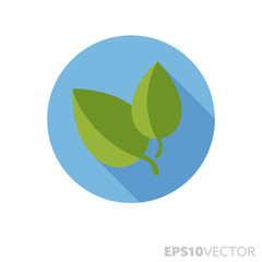 Basil leaves flat design long shadow color vector icon