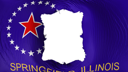 Square hole in the Springfield city, capital of Illinois state flag, white background, 3d rendering