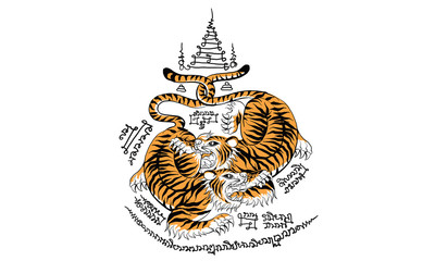 tiger in Thai tradition style,Thai tattoo, vector