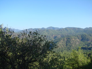 Troodos Mountains Cyprus. Landscapes of mountain horizons at an altitude of 500 m above sea level.