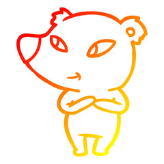 warm gradient line drawing cute cartoon bear