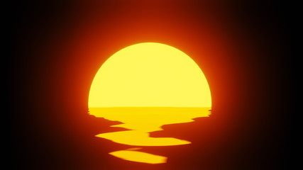 Obraz premium 3D rendered yellow abstract with reflection in water waves looks like sun shining with copy space