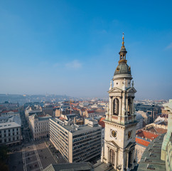 Obraz premium Tower of the St. Stephen's Basilica and aerial cityscape
