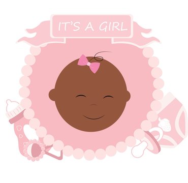 Cute baby shower cartoon. It's a girl. Vector illustration.	