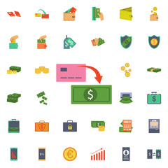 Withdrawal of money from a card icon. Universal set of banking for website design and development, app development