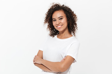 Portrait of a pretty cheerful casual african girl