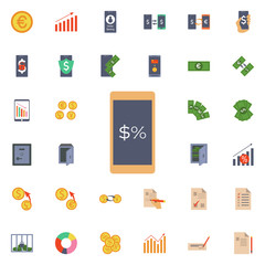 Interest and dollar on the phone icon. Universal set of banking for website design and development, app development