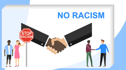 Stop racism, no racism. No racial discrimination of people. Vector illustration